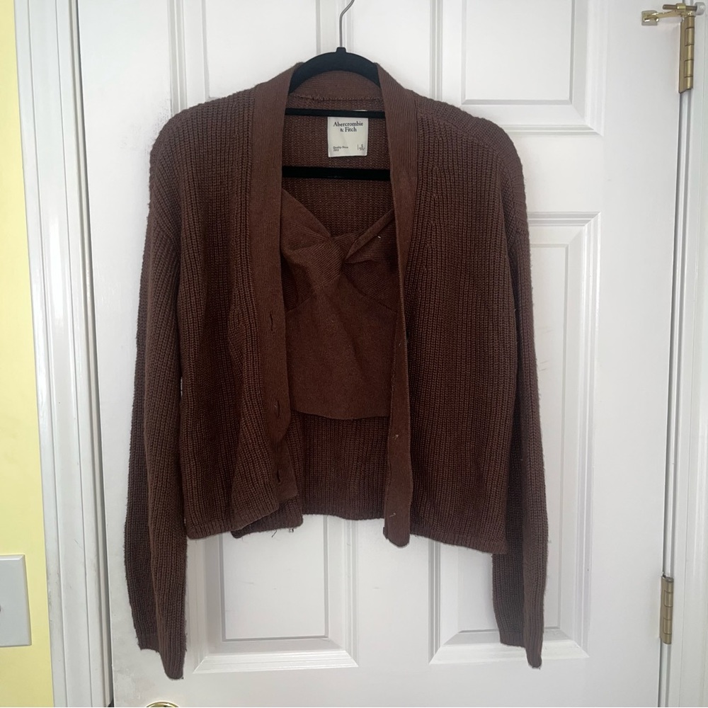 Abercrombie Cardigan + Tank Top Knit Set
